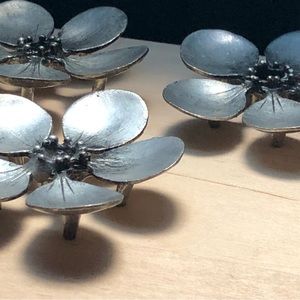 Metzke Vintage Pewter Blossom Taper Candle Holders-Three (3)